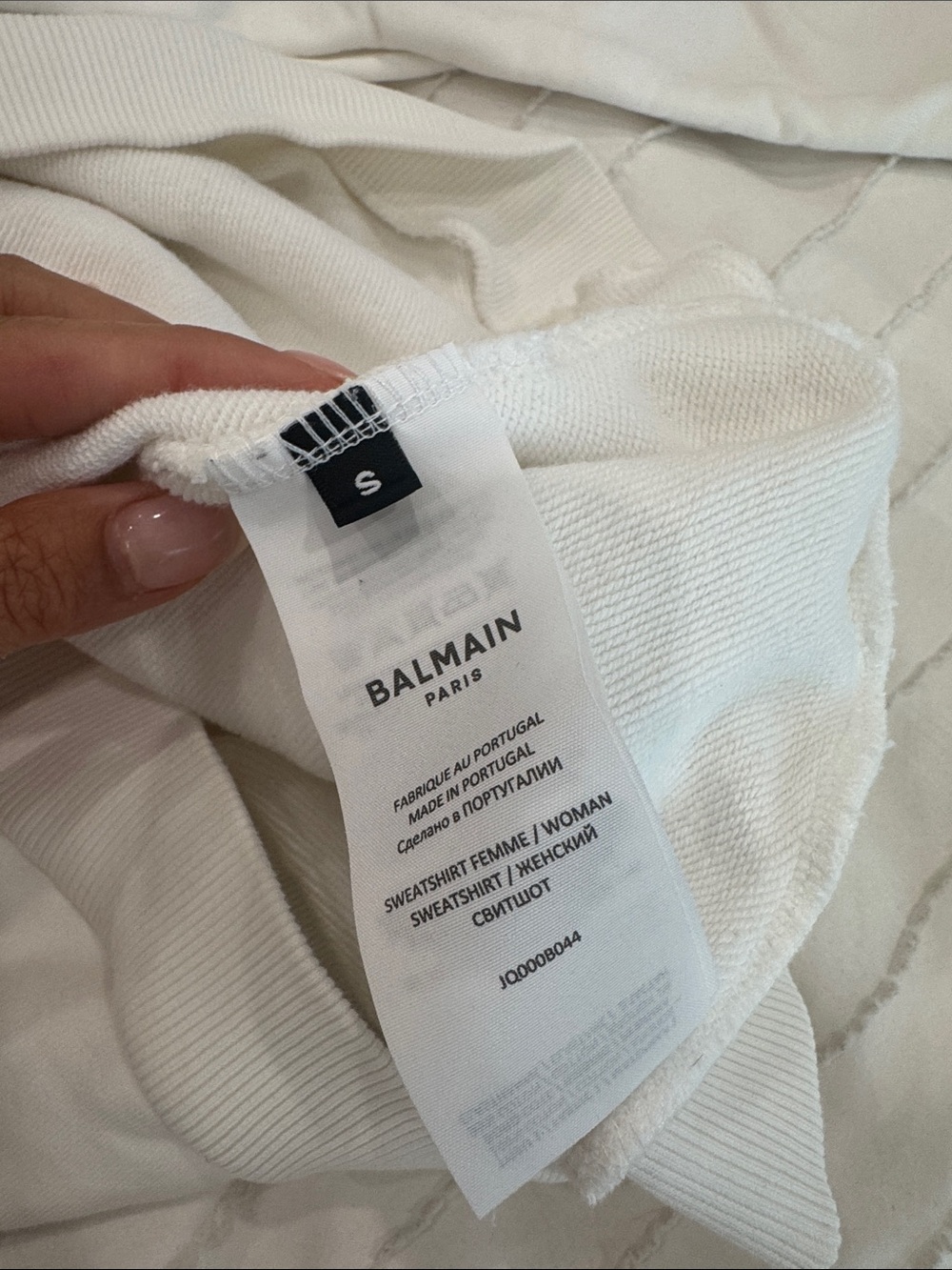 Balmain White Crewneck Sweatshirt with Black Logo - Picture 2 of 8